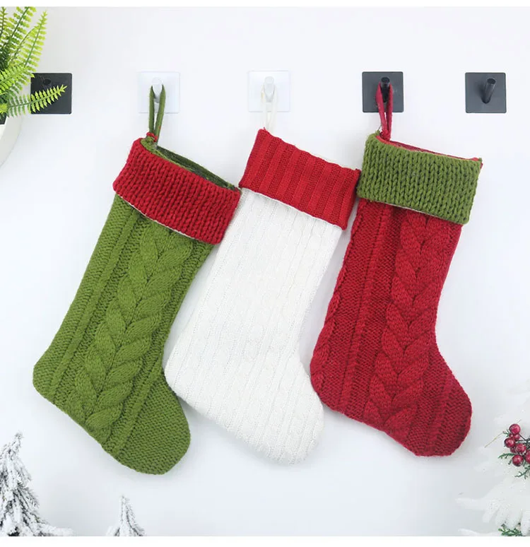 2020 новые рождественские чулки носки среднего размера конфетная сумка украшение рождественской елки подвеска Вязаная Шерсть лучшее