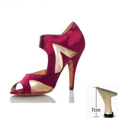 purple heel 7cm Женская Профессиональная обувь для латинских танцев, Женская Обувь для бальных танцев, танго, женская обувь для сальсы, танцевальная обувь - Цвет: purple heel 7cm