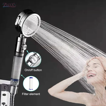

Zloog High Pressure Shower Head 3 Mode Purified Water Replaceable Filter Element Skin Care Stop Button showerhead Pure Shower