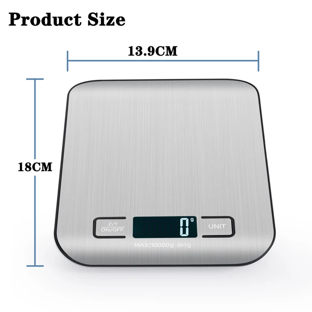 Bilancia da cucina Display LCD Bilancia elettronica in acciaio inossidabile Gioielli per la casa Snack alimentari Pesatura Strumenti di cottura 6