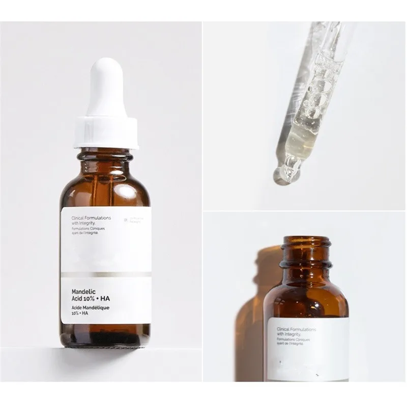 Ácido mandélico 10% HA, suero nutritivo para la piel, exfoliante, elimina el acné, reduce los poros, ilumina el color