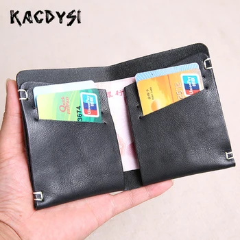 

Genuine Cow Leather Designer Short Men Wallet Bifold Money Cash Purse Soft Women Wallet Leather Simple Money Clip Coin Pocket