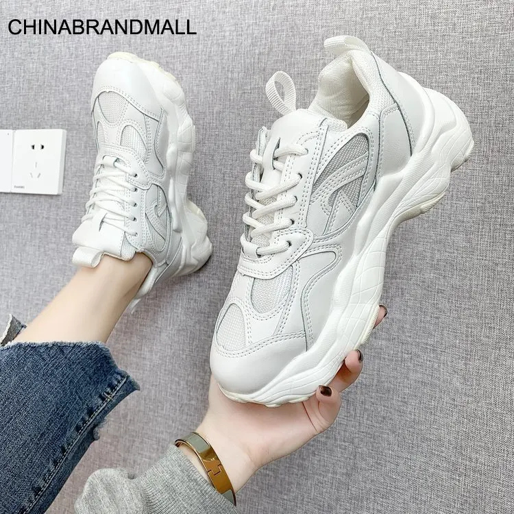 

2020 Spring-Summer-European Leg Fried Street Platform-Style Lace-up Was Thin Sports White Dad Shoes Women's Ins Tide Shoes