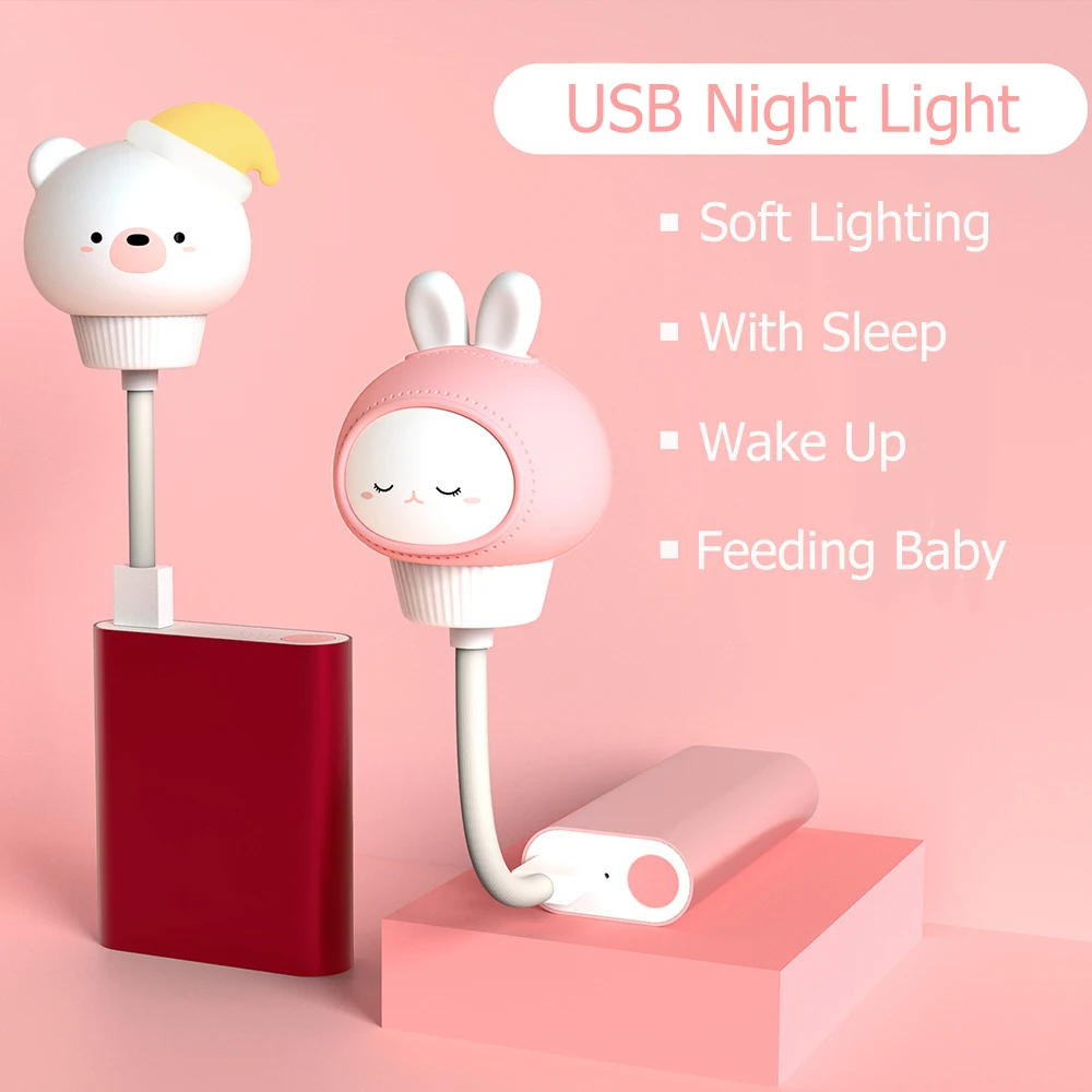 Night Light Children's Lamp USB LED Night Lamp Bear Rabbit For Baby Night Light Bedroom Decor Gift Kid Lamp