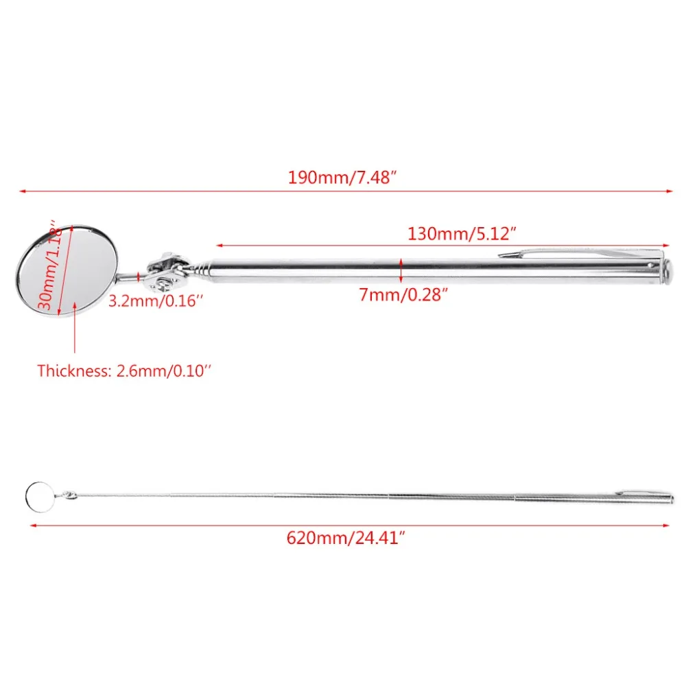 55cm Telescopic Inspection Mirror Car Angle View Tool Repair Extends up to 22" 55cm Universal