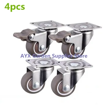 

4pcs Furniture Casters Wheels Soft Rubber Swivel Caster Silver Roller Wheel For Platform Trolley Chair Household Accessori
