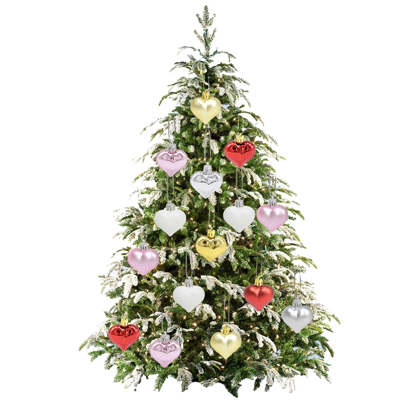 12pcs/lot Glitter Heart Star Pendant Christmas Tree Hanging Accessories Home Decorations DIY Christmas Festival Party Ornament christmas decorations