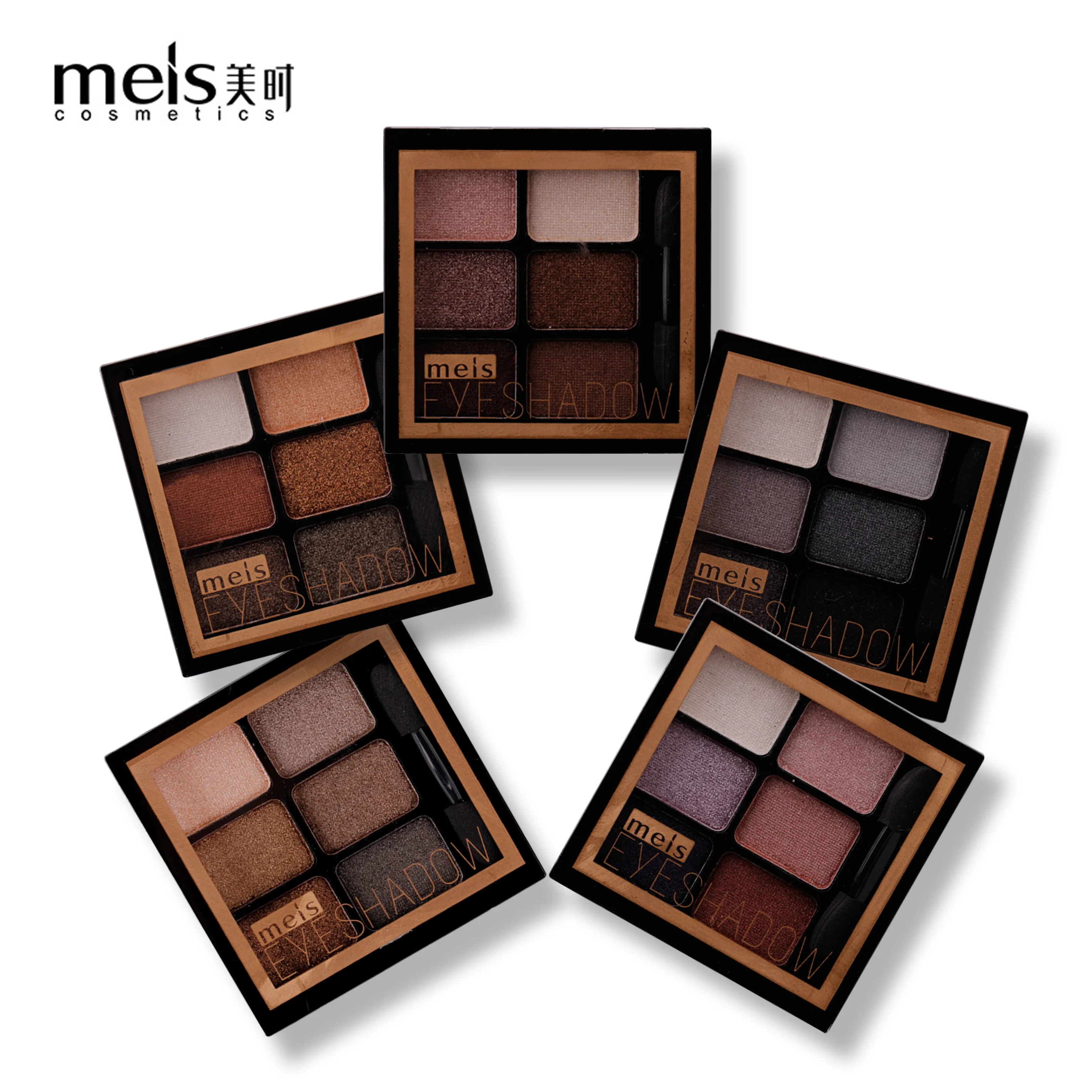meis Brand 6 Colors Nude Eye Shadow Palette Makeup Glitter Eyeshadow Metallic Diamond Waterproof Pigment Cosmetics |
