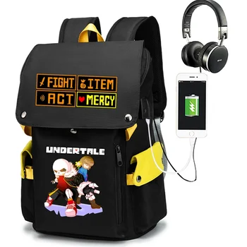 

Game Undertale Sans Oxford Backpack laptop bag Men Travel bags USB Oxford Backpack schoolbag Cosplay Boys Girls Waterproof