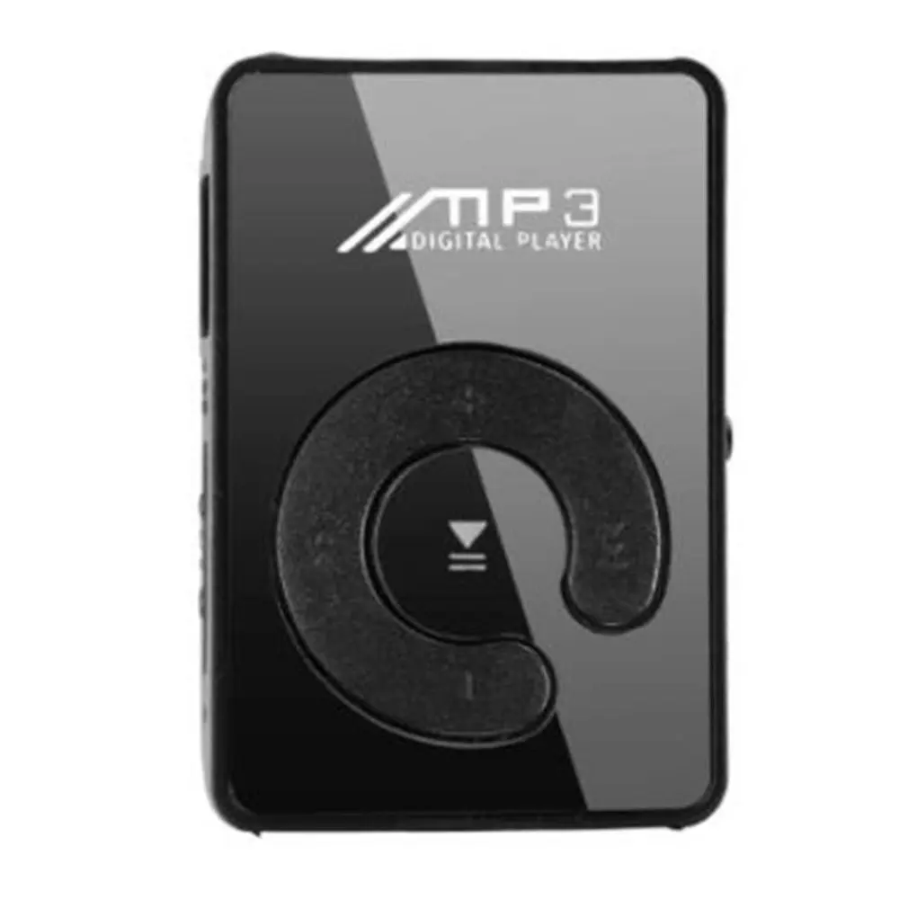 Черный Мини Зеркало Клип MP3-плеер Портативный модный спортивный USB цифровой музыкальный проигрыватель Micro SD TF карта медиаплеер - Цвет: Черный