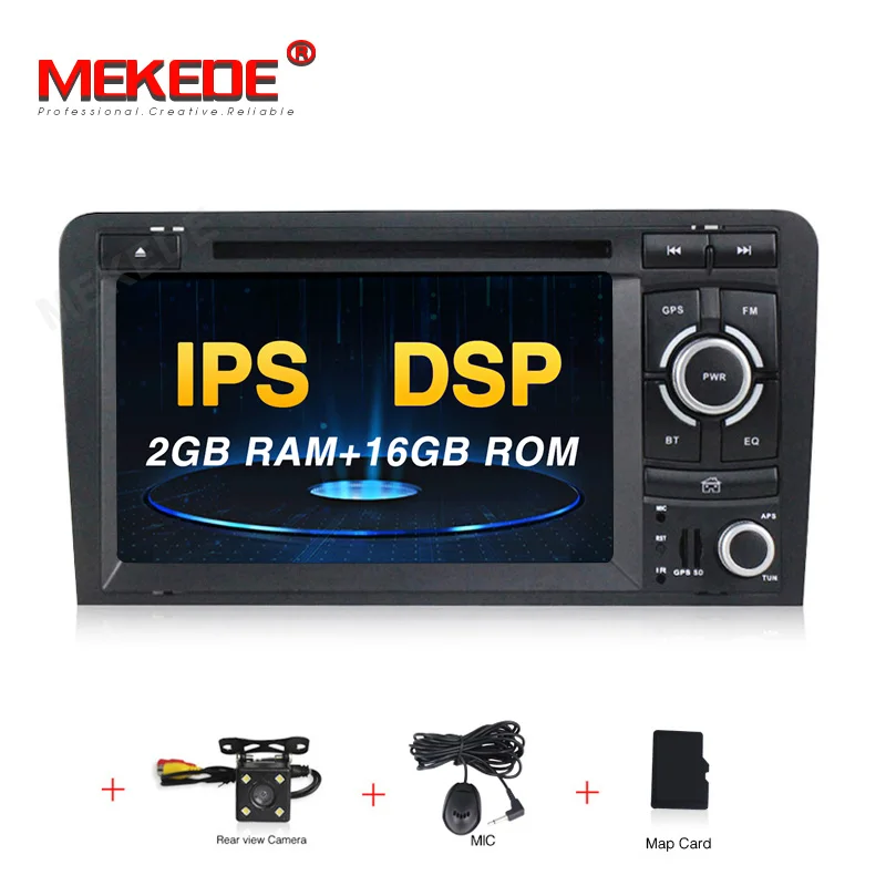 MEKEDE Восьмиядерный 4 64G ips DSP автомобильный 2 DIN dvd-радио GPS плеер для Audi A3 S3 2003-2013 авто мультимедиа экран навигации - Цвет: 16G DVD CAMERA