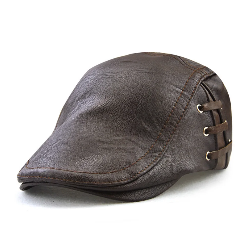 [AETRENDS] из искусственной кожи ремень дизайн плоская крышка s Newsboy кепки таксисты шляпы для мужчин Z-9978