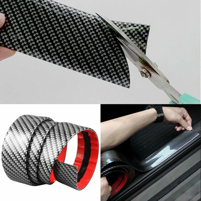 

1Mx3CM Carbon Fiber Rubber Styling Door Sill Protector DIY Door Sill Protector Edge Guard Car Stickers Car Styling Accessories