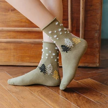 Новое Рождественское дерево носки для женщин перо Длинные носки Femme Повседневные носки милые забавные осень зима Calcetines Mujer