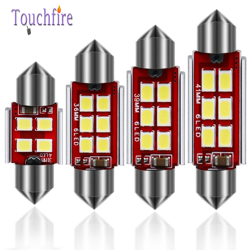 10Pcs LED C5W Festoon 31 36 39 41mm Canbus Car Bulb 3030 6smd Dome Reading License Plate Interior Door Light Auto Lamp White | Автомобили