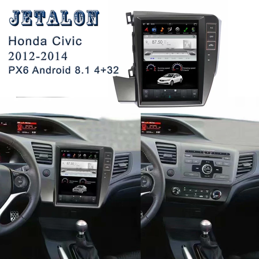 10," вертикальный ips экран Автомобильный Радио плеер для Honda Civic 2012 2013 Автомобильный gps навигатор carplay tesla Android 8,1 Автомобильный мультимедийный