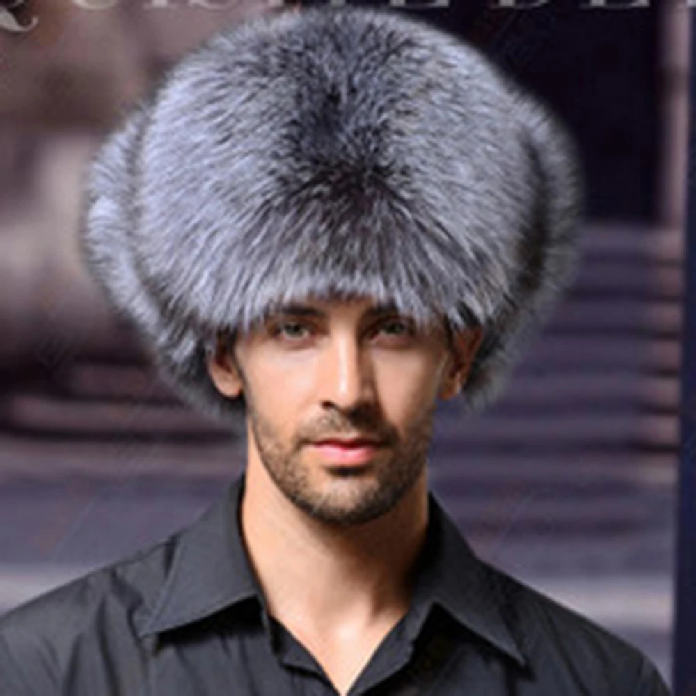 Fashion Men's Plush Winter Outdoor Skullies Beanies Hat Middle-ged Leather Earmuffs Fur Hat Black gray Brown Thick Warm Ski Cap