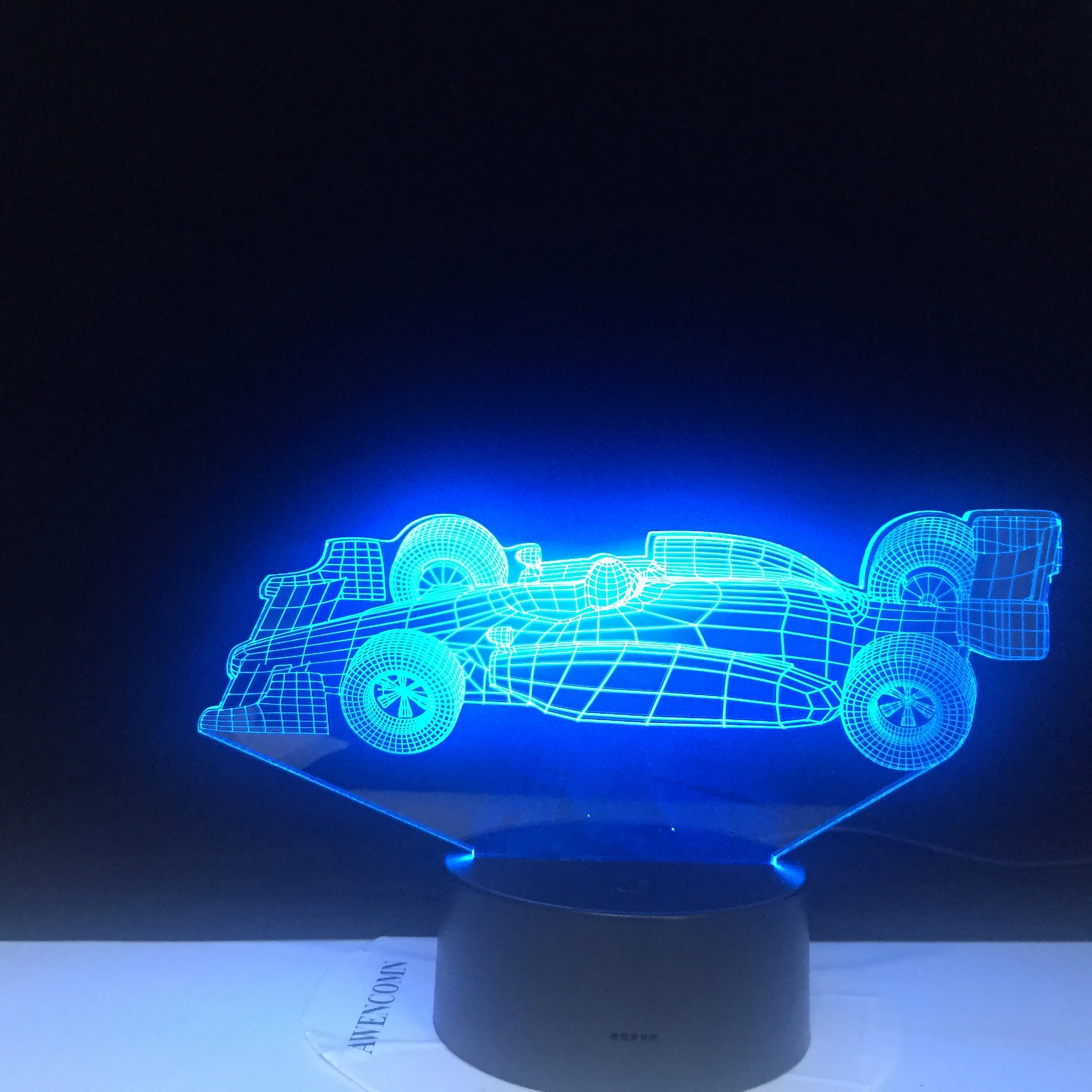

F1 гоночный автомобиль 3D Светодиодная лампа милый подарок для младенца ночной Светильник многоцветный с пультом дистанционного управления для помещений декоративный светодиодный ночник лампа