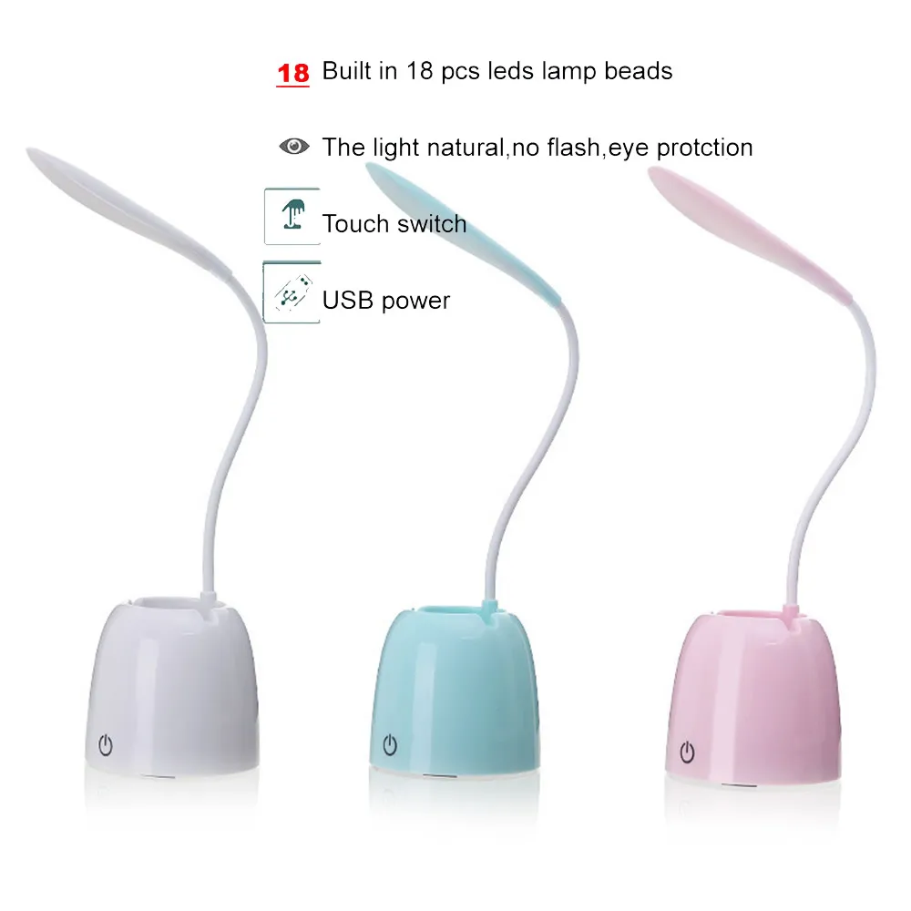 

portable Table Lamp USB Desk Lamp Led Study Reading Light Bright Desktop LED Lamp For Reading And Homework Children pen holder