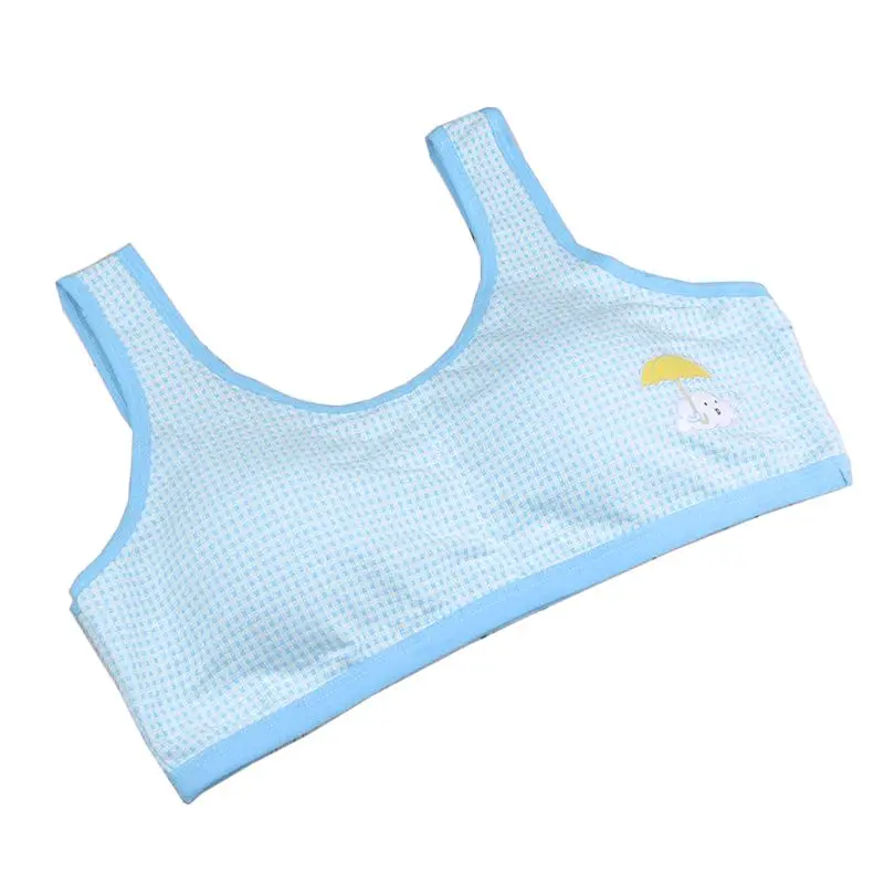 Girls Bras Soft Young Children Bra for Kids Teenagers Training Small Vest Teenage Underwear Puberty Clothing - Цвет: Синий