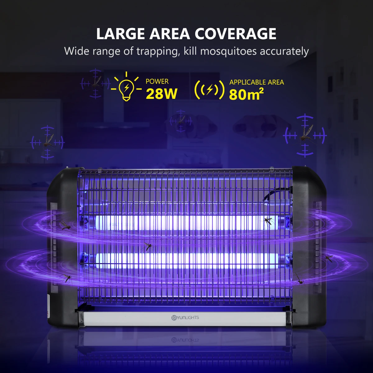 YUN светильник S Электрический жучок Zapper 20 Вт лампы 860sq. ft покрытие Крытый УФ светильник муха Насекомых ловушка для комаров с британской вилкой