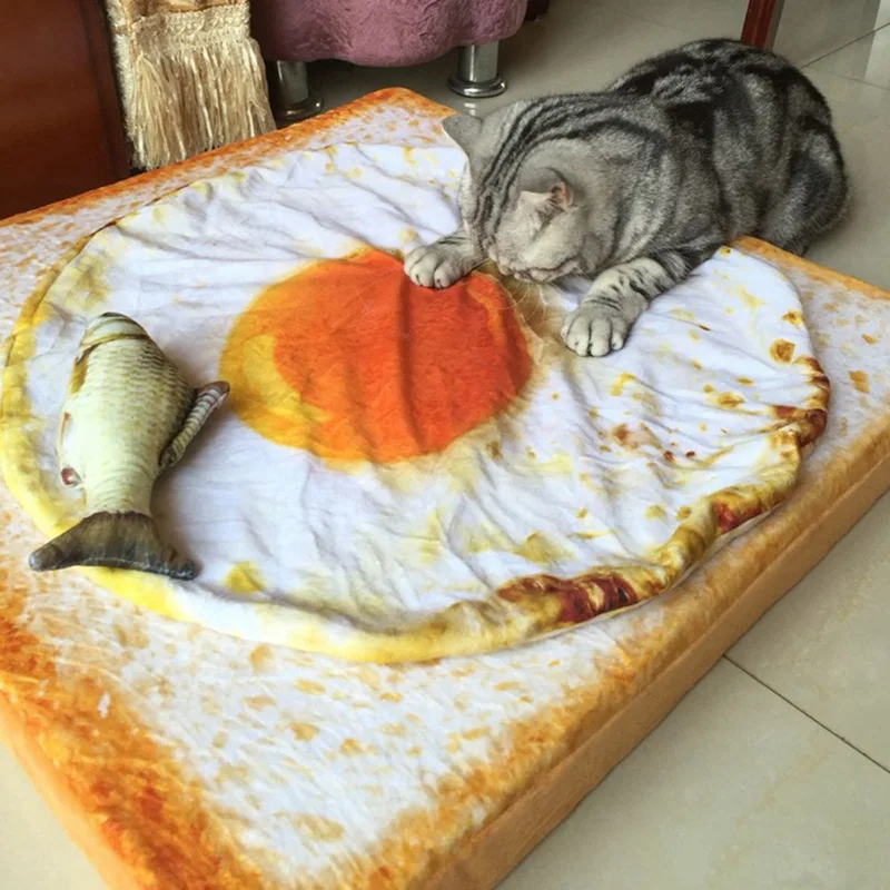 Кровать для домашних животных для собак, кошек, коврик для собак, одеяло для собачьей клети, конуры, четыре сезона, Прочные мягкие тосты для хлеба и яиц в паше