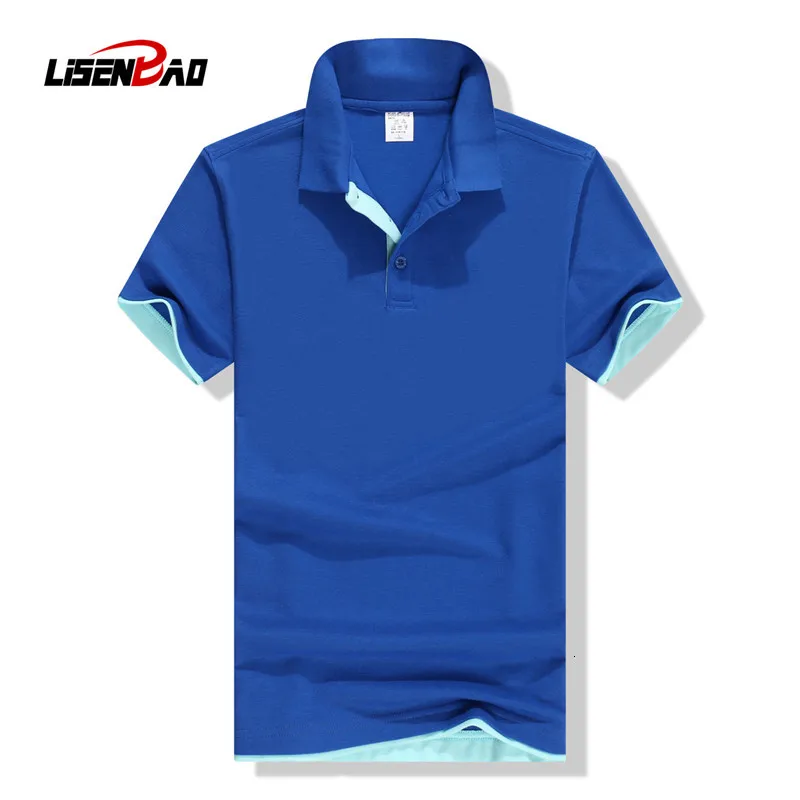 1757 blue light blue LiSENBAO брендовая Летняя мужская рубашка поло, хлопковая рубашка с коротким рукавом, деловая приталенная рубашка поло с коротким рукавом, дышащая футболка-поло - Цвет: 1757 blue light blue