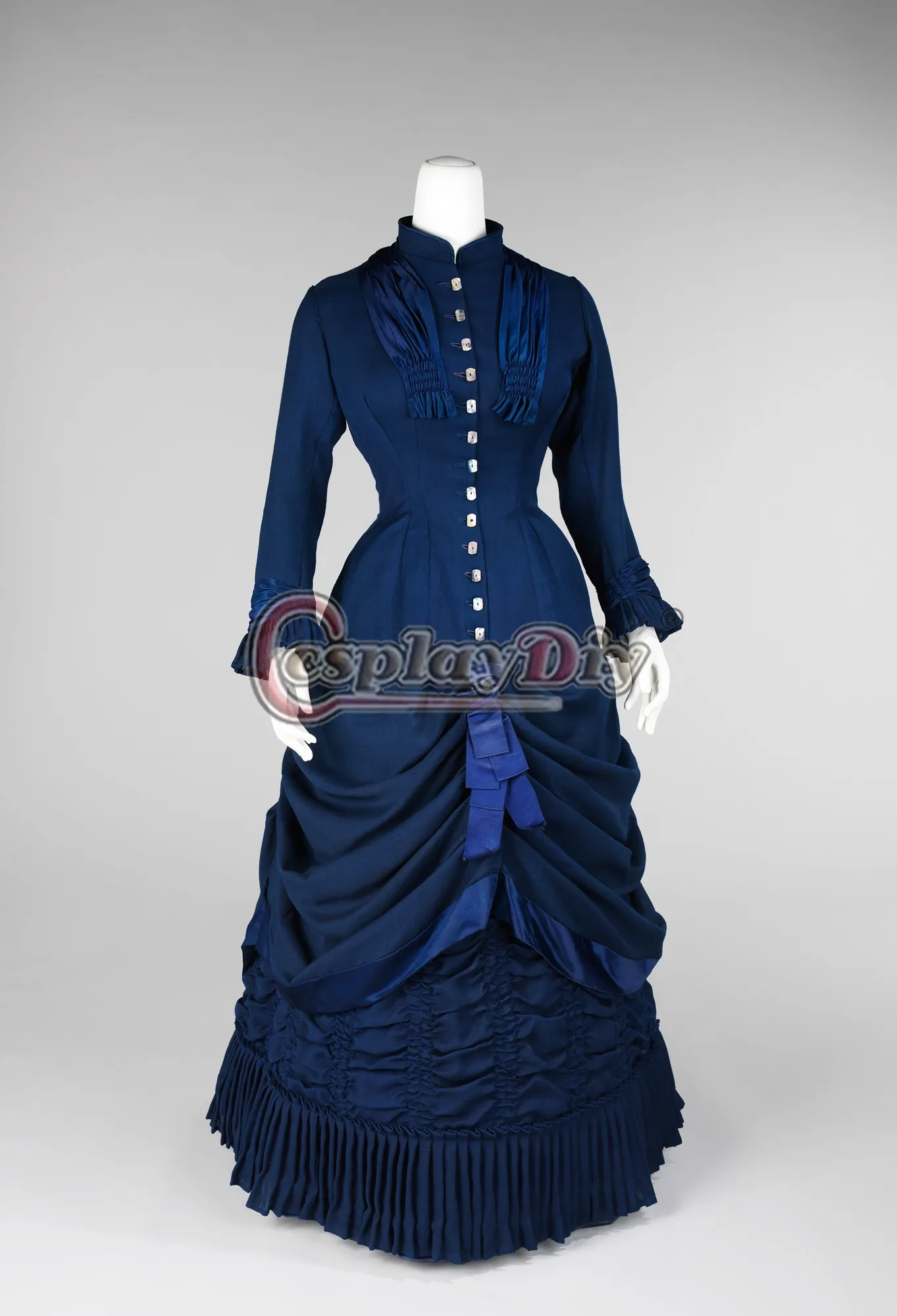 Cosplaydiy винтажное бальное синее платье 1860s Perios женское вечернее женское платье с бантом L320