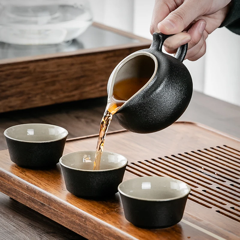 Chinese Black Crockery Ceramic Teapot Tea Cup Chinese Kung Fu Tea Sets Drinkware Ceremony
