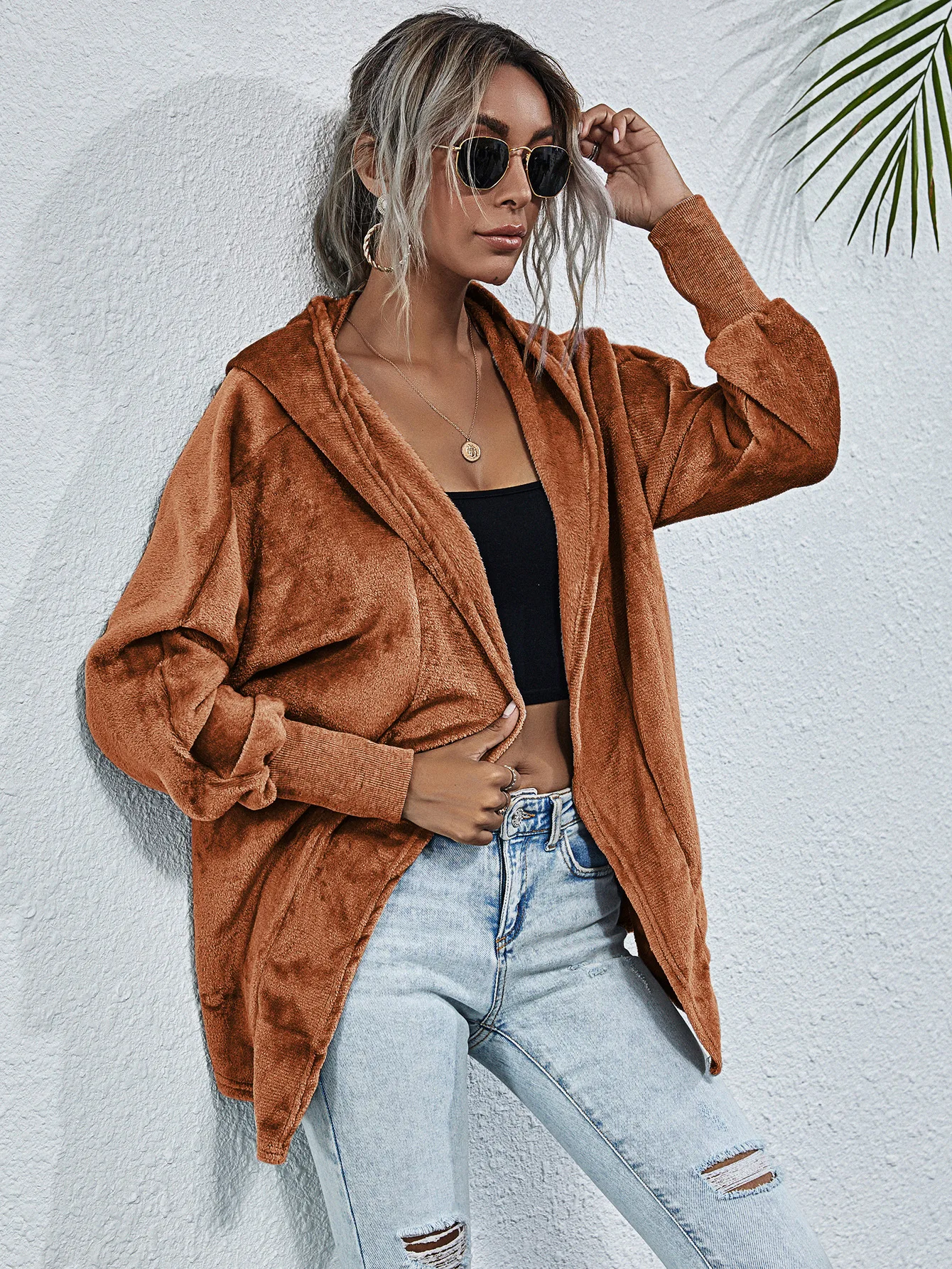 

2020 European and American Autumn and Winter New Double-faced Fleece Cardigan Shirt Long Sleeve Loose Warm Jacket Women Cardigan
