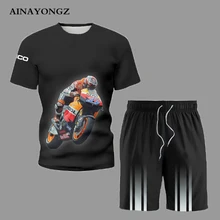 Aliexpress - Summer Male Fashion Sport Suit 2021 New Short Sleeve Shirt Shorts 2-Piece Motorcycle Racing Printing Clothes Sportswear Set Men