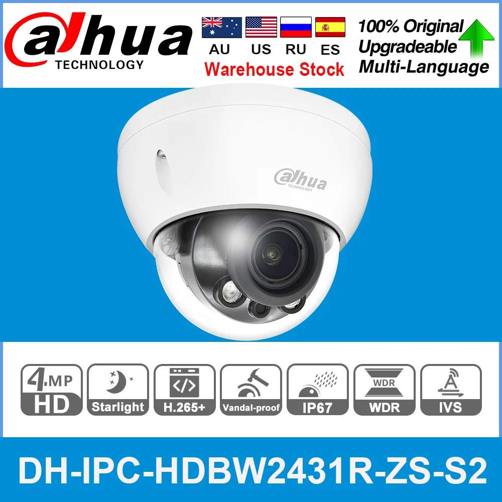 Сетевой видеорегистратор Dahua оригинальный IPC HDBW2431R ZS S2 4MP WDR ИК купольные поворотные сетевые видеокамеры