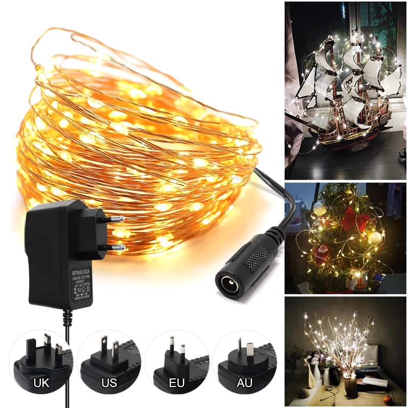 2021 lights Outdoor Tree Garden Curtain Room Home Holiday Lighting Fairy Light Led String Lights Garland New Year Decorations | Лампы и