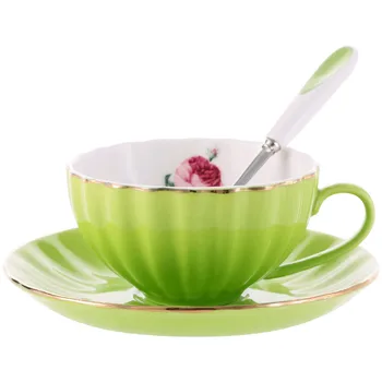 

European Ceramic Cup Creative Simple Pink High Quality Office Coffee Cup and Saucer Set Xicaras Home Afternoon Tea Cups MM60BYD