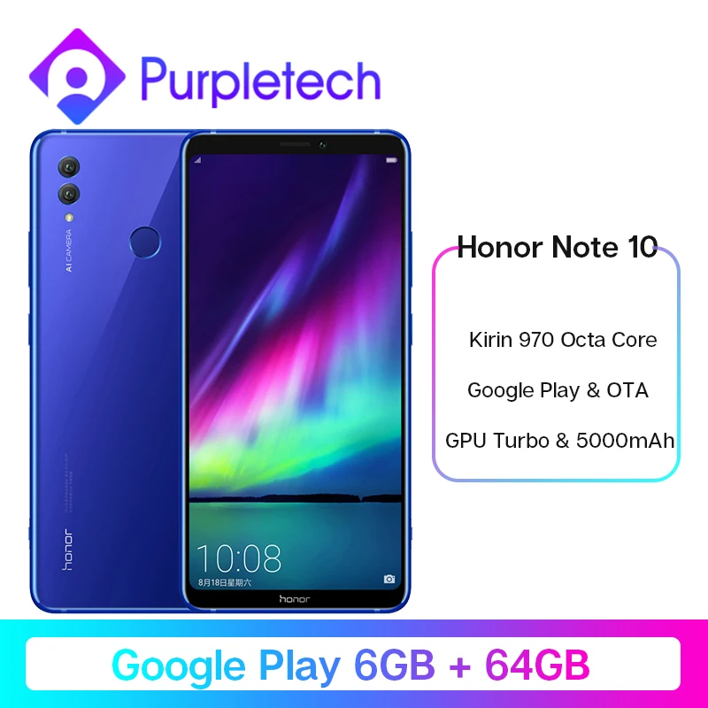 

Google Play Honor Note 10 Smartphone Kirin 970 Octa core 6.95 inch 24MP+16MP Camera 5000mAh Fingerprint ID Mobile Phone Android