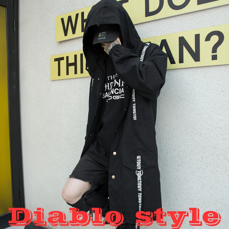 Новинка, Diablo, стильная уличная куртка, Jaqueta Masculino, с принтом, странные вещи, куртки, карман, средний стиль, куртка для мужчин, с лентой, veste homme