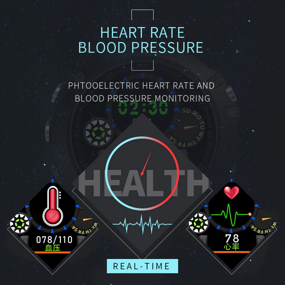 Смарт-часы для мужчин и женщин IP68 Водонепроницаемые уличные цифровые умные спортивные часы пульсометр Монитор артериального давления фитнес-трекер