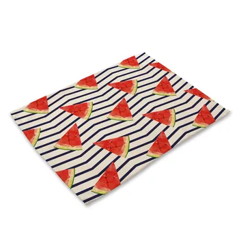 

Watermelon Pattern Kitchen Placemat Colorful Dining Table Mats Cotton Linen Drink Coasters Western Pad Cup Mat 42*32cm