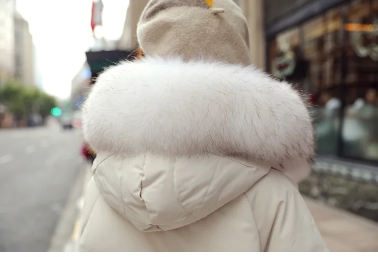 Fashion Mid-length down Feather Cotton-padded Clothes Women's Winter New Style Korean-style Casual Large Fur Collar Thick o