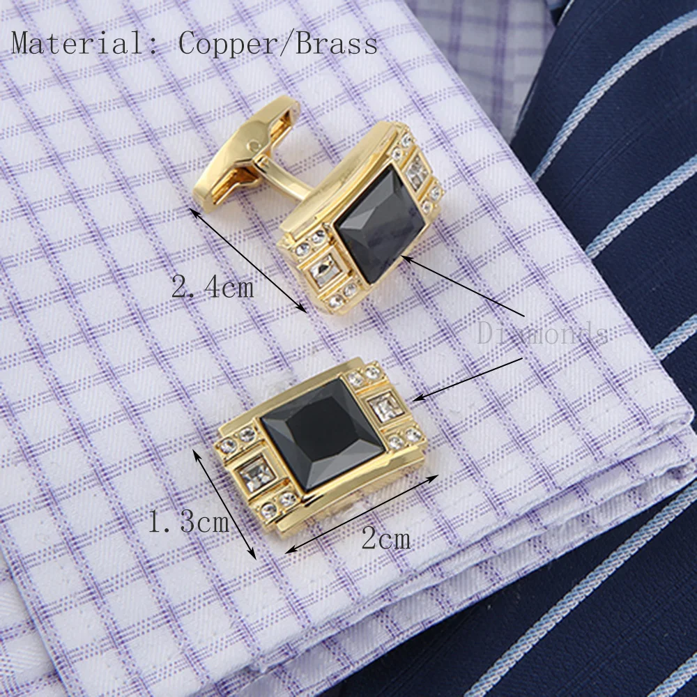 Jonwo 14K Gold Plated Triangle Cufflinks - Gem Stone Dress Accessories For Men