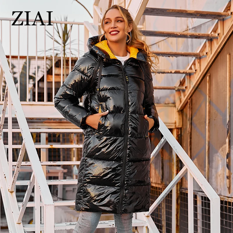 Новинка зимы 2021 женское хлопковое пальто ZIAI Женская длинная теплая парка яркая