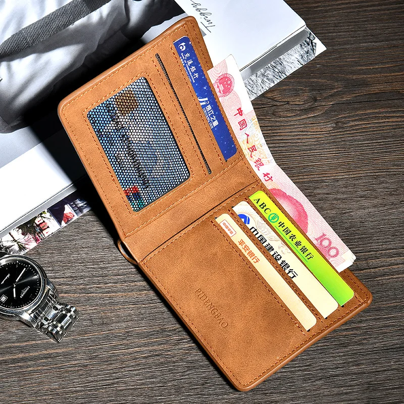 Мужской ретро PU кошелек мужской кошелек кредитный однотонный Футляр для карт цветной короткий кошелек и кошелек винтажный многофункциональный кошелек