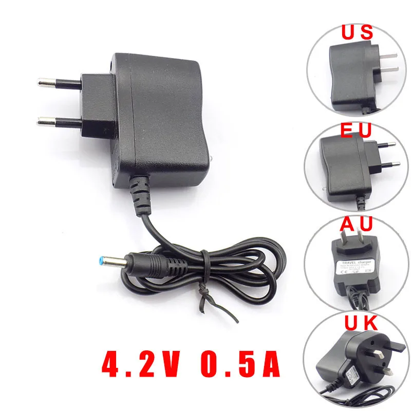 AC 110V 220v к DC 4 2 V 0.5A 500ma блок питания для 3 7 18650 перезаряжаемые батареи светодиодный