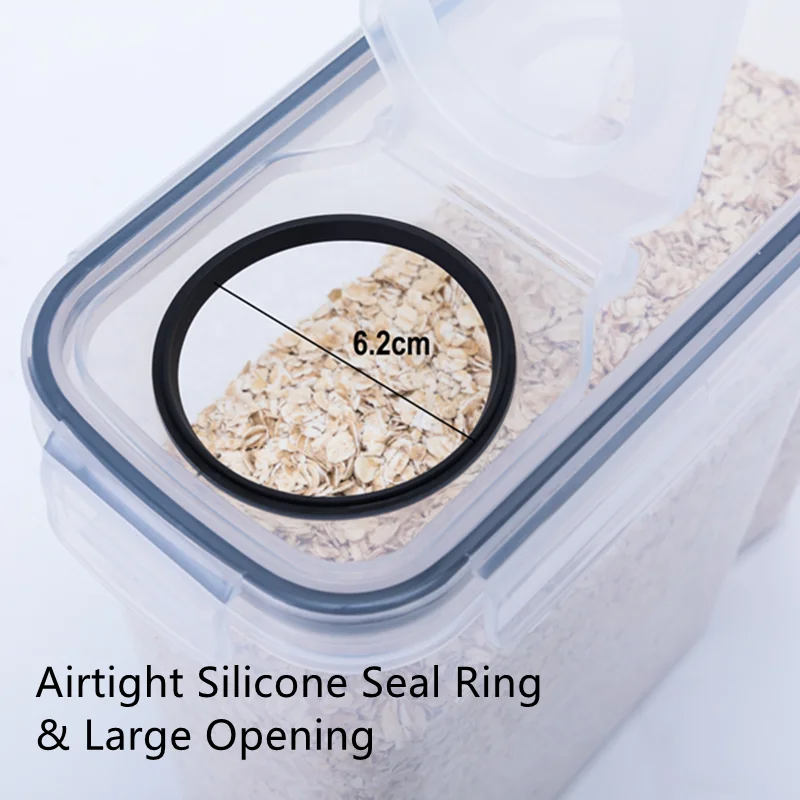 Seseno Set 4 Contenitori Etici Per Cereali Da 4L | Plastica Senza BPA, Coperchi Ermetici, Impilabili, Per Farina E Zucchero - 4