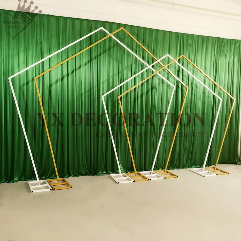 

Nice Looking Pentagon Wedding Arch Props Stand Backdrop Stent Single Arch Flower Outdoor Lawn Rack Wedding Event Decoration