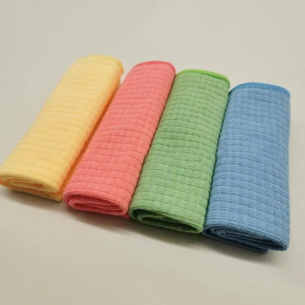 4Pcs Kitchen Strong Water Absorbent Cleaning Microfiber Plate Dish