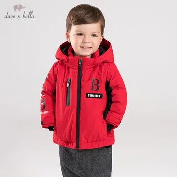 

DB11452 dave bella winter baby boy red jacket children fashion outerwear kids hooded zipper coat