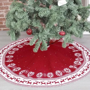 

New Christmas Tree Skirt Knitted Apron Tree Skirt Apron Snowflake Deer Christmas Gifts Creative Tree Adornment For Home Party