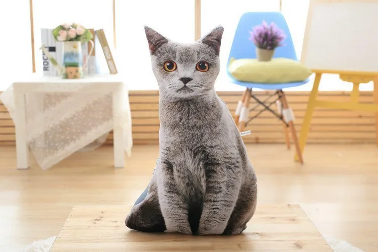 Креативная Милая Реалистичная 3D подушка для кошки, подушка для головы кошки, офисный диван, прикроватная задняя подушка