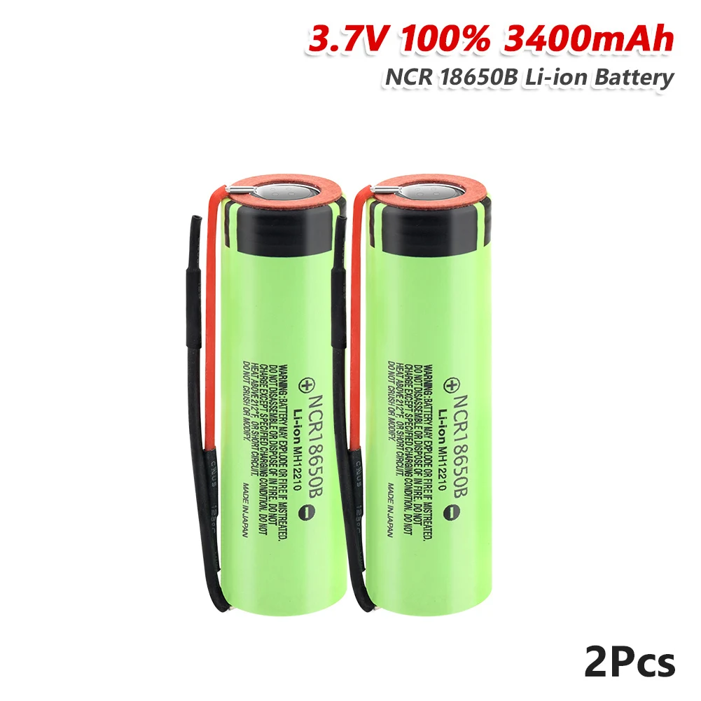 Panasonic 1/2/4/6/8/10x аккумуляторная батарея 3,7 v NCR18650B 20A 3400mAh литий-ионная NCR 18650B батареи Pilas с проводами - Цвет: 2 Pcs
